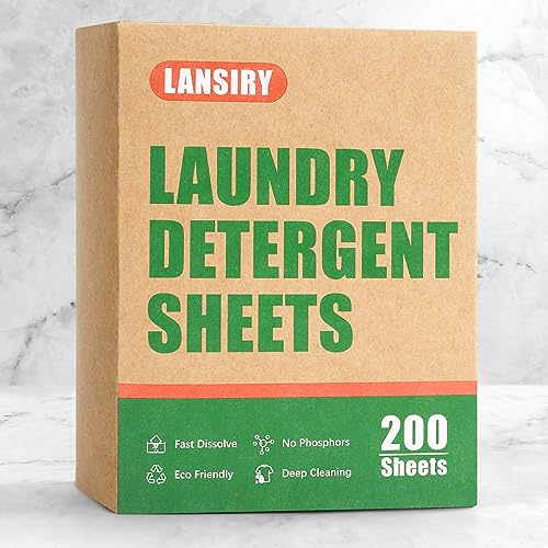 LANSIRY Waschmittelblätter – 200 Waschladungen, parfümfrei, umweltfreundlich, hypoallergen, tragbar, platzsparend und auf Reisen