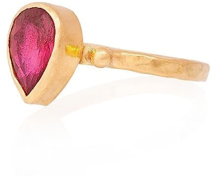 Rubin Ring, Rubin Frau Ring. Birne Rubin Ring. Gold plattiert Silber Rubin Ring. 925 Sterling Silber Rubin Ring. 24K Gold plattiert Silber Rubin Ring.