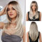 OUFEI Ombre Aschblond Perücke mit Pony Lange Gerade Geschichtete Perücken für Frauen Natürliches Synthetisches Haar Hitzebeständige Perücken für Tägliche Party Cosplay Tragen