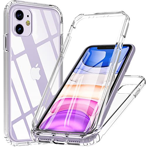OWKEY for iPhone 11 Case 6.1 inch, 360° Full Body Protective Slim Case with Built-in Screen Protector, Shockproof, Clear