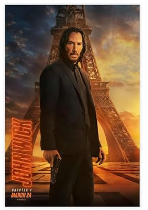 Filmposter 2023 John Wick Kapitel 4 Keanu Reeves Filmposter Schlafzimmer Dekor Sport Landschaft Büro Zimmer Dekor Geschenk ungerahmt 60 x 90 cm