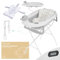 Primabobo Faltbar Babybadewanne, Große Babywanne faltbar, Kinderbadewanne mit Badesitz, für Babys von 0-36 Monaten (Ola Grau (Gestell, Badekissen, Thermometer), Faltbare Babybadewanne mit Gestell)