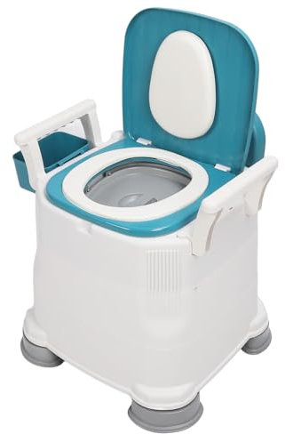 Cómoda Junto a la Cama, Silla con Inodoro 3 en 1 de Altura Ajustable con Orinal y Brazos Portátiles, Bolsa de Basura, Orinal para Personas Mayores y Discapacitadas, Inodoro