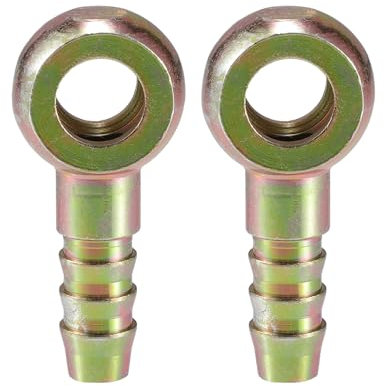 A ABSOPRO Universal Banjo Bolt 10mm ID 10mm OD Banjo Bolt Hose Barb Fitting Adapter Replacement for Motorcycle Car Metal Bronze Tone (Set of 2)