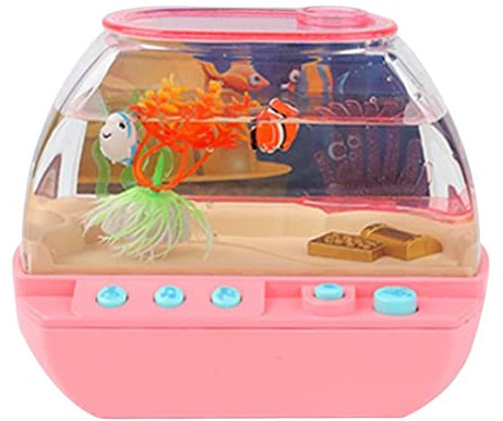 Leisurealeaneag Decorazione per acquario con luce a forma di cartone animato, per la casa, rosa, 17 x 9,5 x 14 cm