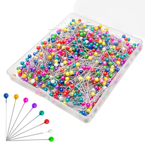 600 Stecknadeln,Stecknadeln Mit Kopf,Hijab Pins,Stecknadeln Lang,Glaskopfnadeln, Edelstahl Stecknadeln Glaskopfstecknadeln,Bunte Runde Mehrfarbig Stecknadeln Nadeln Für Nähen, Quilten Und Handwerk