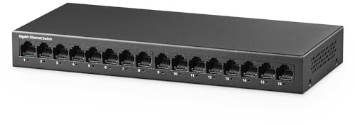YuLinca Switch Gigabit Ethernet a 16 porte, 16 porte 100/1000Mbps, switch di rete Gigabit senza ventola non gestita e senza gioco