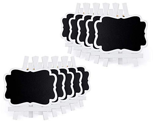 Brensty 10 Stücke Mini Tafel Aus Kleine Tafel Schild Mit Staffelei, Staffelei Tafel Für Hochzeit, Geburtstags Feier, Buffet Und Baby Dusche Als Lebensmittel Zeichen, Label