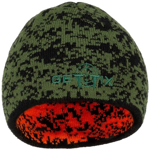 La Chasse® mollig-warme Wendemütze signalorange/Oliv-pixelcamo Jagdmütze von Oefele Jagdbekleidung