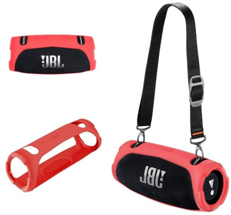 Silikonhülle Kompatibel mit JBL Xtreme 3 Tragbarer Bluetooth-Lautsprecher, wasserdichte weiche Haut Silikon Schutzhülle für JBL Xtreme 3 Bluetooth-Lautsprecher Zubehör (Rot)
