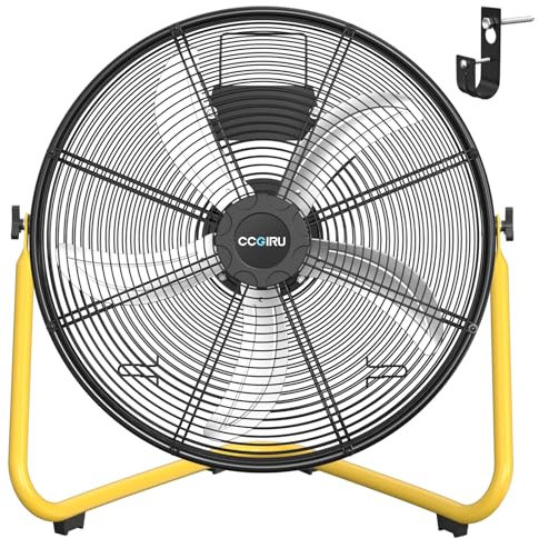 CCGIRU 20 High Velocity Floor Fan, 5500 CFM 3-Speed Industrial Shop Fan with Wall-Mounting System,Heavy Duty Metal Fan for Workshop, Garage and Warehouse - UL Safety Listed