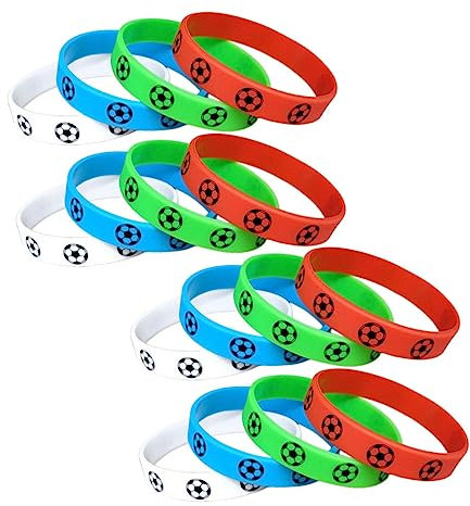 BRIGHTFUFU 16 Stück Schicke Silikon Fußballarmbänder als Fußballarmband für Team Sportzubehör und Wm Party Deko für Fußball Fest Deko