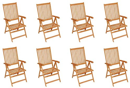 Iiaky Garten-Liegestühle 8 STK. Massivholz Teak Gartenliege Wetterfest Gartenliege Auflage
