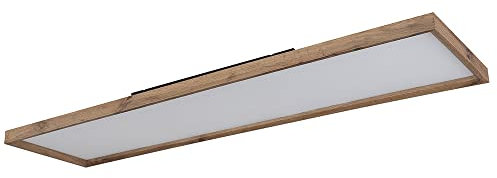 Globo Deckenleuchte CCT Deckenlampe Schlafzimmer Landhausstil Holzleuchte, braun opal, LED 36W 2400lm 2700-6500K, LxBxH 120x30x8,5 cm