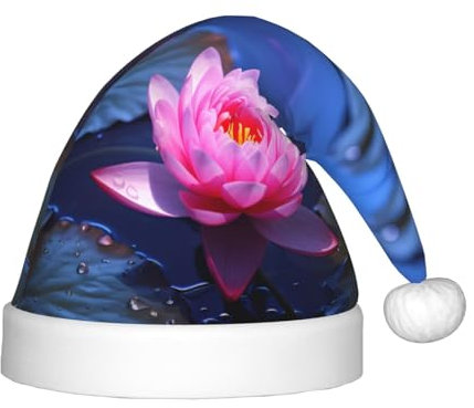 Xdcywbzdbc Weihnachtsmütze mit leuchtendem Blumen-Motiv, für Kinder, gehobener Weihnachtsmannmütze, Plüsch, Weihnachtsmannmütze, Samt-Oberteil mit künstlichem Wollball, Partyzubehör