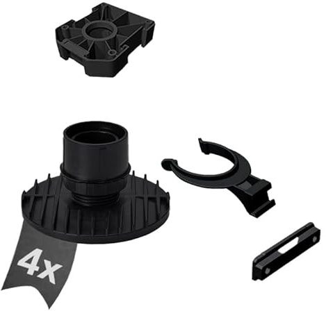 siwitec 4 x Sockelfuss Komplett-Set, Schwarz, 50 mm inkl. Blendenhaltern und -kammern und Gleitern zum Anschrauben, Traglast 200 kg pro Fuß, Schwarz, Füsse für Schränke, Füße für Möbel