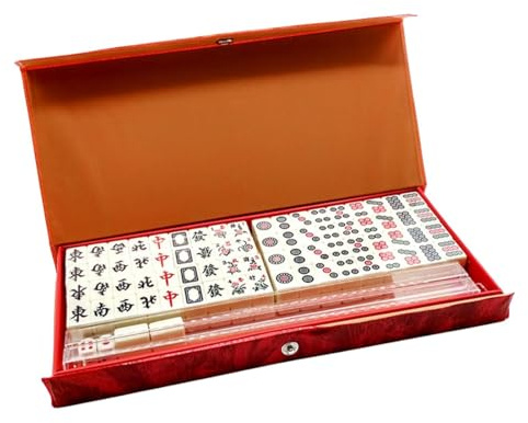 Générique Ensemble de Jeu de Mahjong Chinois Traditionnel Ensemble de Mahjong de Voyage avec étui de Transport pour Les Voyages à la Maison et Les fêtes d'anniversaire