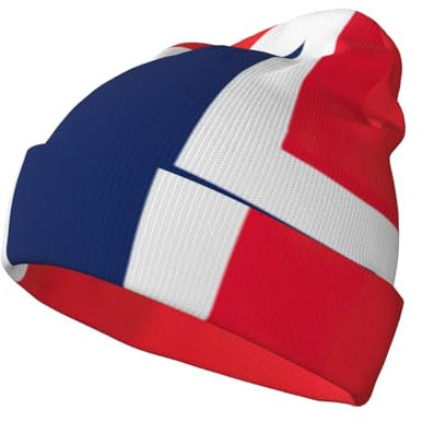 JEJEA Warme Wintermütze mit norwegischer Flagge, Unisex, modisch, gestrickt, mit Bündchen, warme Mütze für Erwachsene, kaltes Wetter, Totenkopfmütze, Schwarz, Schwarz , Einheitsgröße