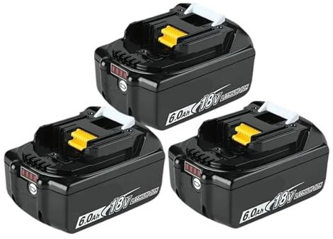 Batterie Rechargeable 18 V 6 Ah for Outils électriques avec LED Li-ION – Compatible avec Makita BL1860B/BL1850/BL1860/LXT(3PCS 6.0Ah)
