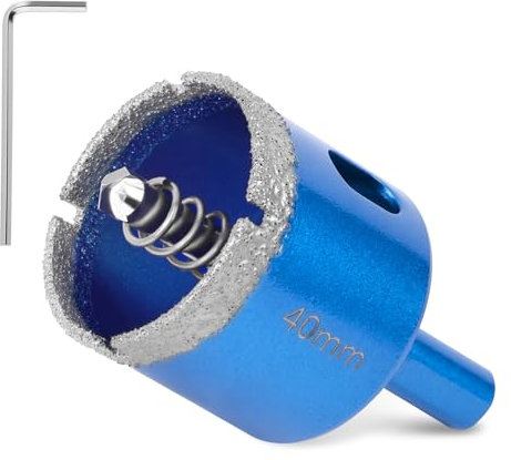Flintronic 40mm Diamond Hole Saw with Pilot Center Drill Bit, Diamond Core Hole Cutter, Suitable for Glass, Tile, Porcelain, Ceramic, Marble Cutting