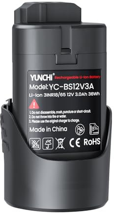 YUNCHI 3Ah Ersatzakku für Bosch Professional 12V System – 12V Lithium-Ionen Akku Max