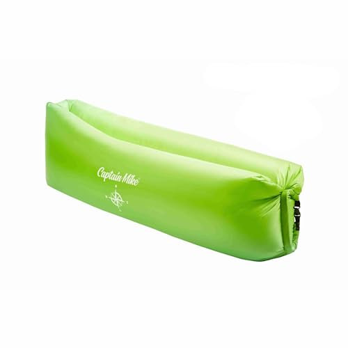 Captain Mike Air Sofa – Aufblasbares Sofa ohne Pumpe – Strandliege – Faltbar & Tragbar – inkl. Rucksack – 190×70 cm – für Strand, Garten, Reisen, Camping (Grün)