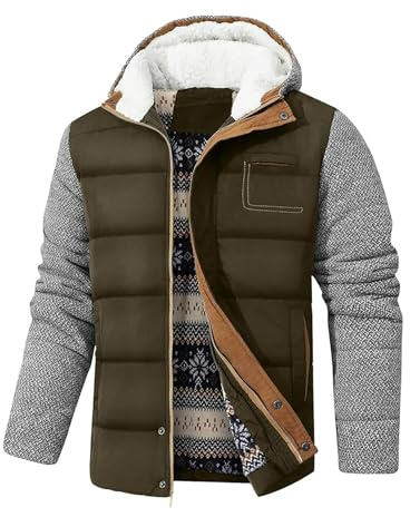 Zaitun Herren Winterjacke Warm Fleecejacke mit Kapuze Outdoor Jacken | Thermo Daunenjacke,Sherpa Jacke,Gefüttert Windbreaker,Dicke