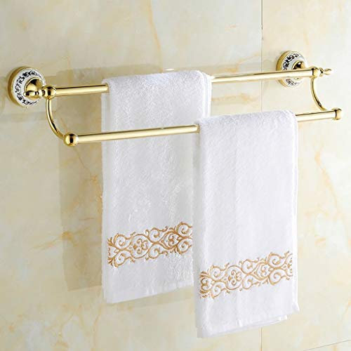 Barre Porte-Serviettes Murale en Acier Inoxydable, Double Barre, dorée, 60 cm. Le Nouveau