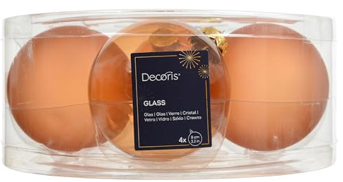 Kaemingk Weihnachtskugeln Glas 8cm 4 Stück - matt & glänzend transparent - Große Christbaumkugeln Weihnachtsbaumkugeln für Weihnachten - Christbaumschmuck & Weihnachtsbaumschmuck - Brandy transparent
