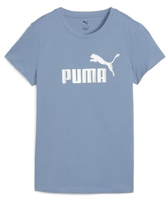 PUMA Damen ESS METALLIC No. 1 Logo T-Shirt M, Cool Blue Metallic Silver