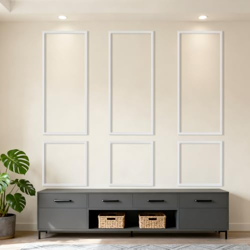 AKOZLIN Peel & Stick Wall Moulding Kit, Pre-Cut Wainscoting Panels, 3 Sets, 54 × 24 in | Pre-Cut Wainscoting Panels, Self Adhesive, Easy Install, 3 Sets - 3 Top 3 Bottom