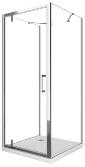 Box Doccia Con 2 Pareti Fisse Laterali e Porta Battente Frontale Roto-traslante 8MM H200 CROMO (CROMO, 80 (78-80) FISSE + PORTA 85 (83-86))