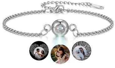 JSDDE Personalisiertes Armband mit Foto Projektionsarmband mit Bild im Stein Armkette Erinnerungsgeschenk für Damen Herren