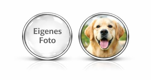 Personalisierte Ohrstecker mit eigenem Foto aus Chirurgenstahl - Foto Ohrringe individuell - 8 mm oder 12 mm Geschenk für Hundeliebhaber, Katzenfreunde, Mama, Partnerin, Baby (12 mm)