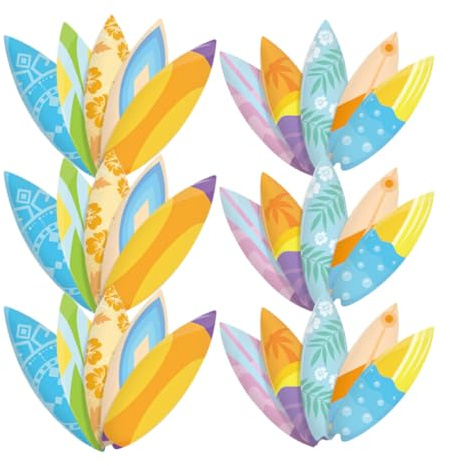 TOPPERFUN 120 Stück Hawaii Surfbrett Aufkleber aus Papier Einfache Reinigung Farbecht Dekoration für Sommerpartys und Festivals