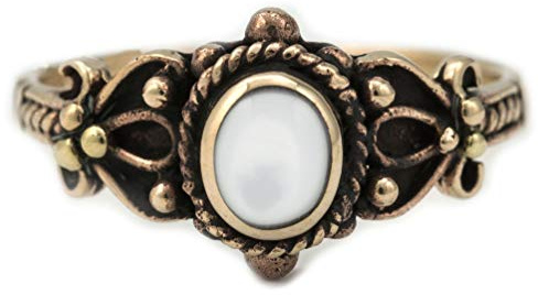 WINDALF Mittelalter Ring SHEELA h: 0.9 cm Perlmutt Edle Bronze