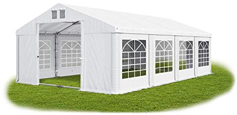 Das Company Partyzelt 4x8m wasserdicht weiß mit Bodenrahmen und Dachverstärkung 560g/m² PVC Plane Robust Festzelt Gartenzelt Summer Plus SD - Faltpavillon - Gartenpavillon - Pavillon