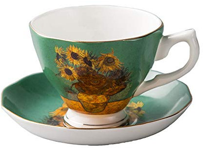 China Ceramic Coffee Cups with Saucers Handwork Van Gogh Famous Paintings (3)