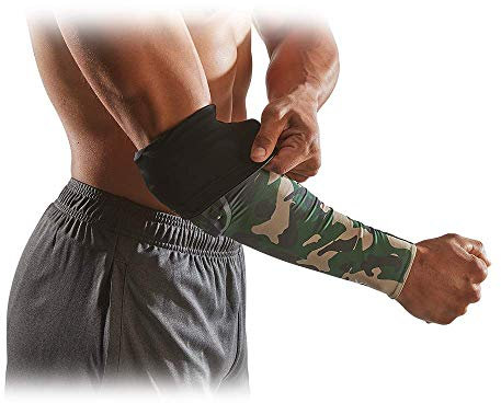 McDavid Basketball Reversible Shooter Arm Sleeve with HEX Padding. Elbow Compression Sleeve with Pads (1 Sleeve) Camo/Black - Small