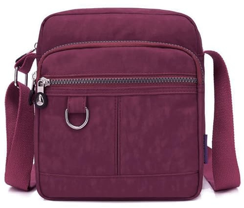 GFM® Borsa a tracolla impermeabile in nylon da donna (NCB-8), Rosa (S1-9925-ghfsh-fucsia), Small