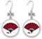 Japanese Red Black Fan Art Deco Gift Fashion Bow Earrings Drop Stud Pierced Hook