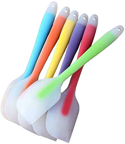 Silicone Spatulas Set of 6, Heat Resistant Non-Stick Flexible Rubber with Solid Stainless Steel Core Kitchen Utensils for Cooking, Baking and Mixing, Large, Seamless
