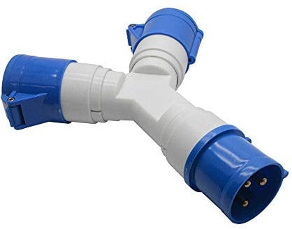 Adattatore coperchio spina a 3 poli 220 V industriale IP44 – Multipresa Caravan/Camping-Cars/Barca, Cantiere, Connettore prese di corrente industriale splitter (2 prese 32 A)