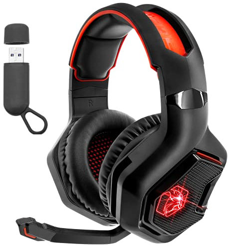 EMPIRE GAMING - WarCry P-W1 Cuffie Gamer Senza fili con Microfono -PC/PS4/PS5/Xbox/Switch/Mac -Wireless 2,4 GHz -Suono Surround Stereo -LED Rosso