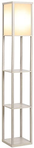 HOMCOM Lampadaire étagère 26L x 26l x 160H cm 3 étagères 4 Niveaux MDF Gris clair