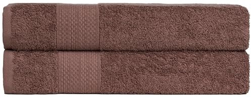 Brielle Handtuch-Set aus 100% Baumwolle - 2 Duschtücher 70x140 cm, Baumwolle Sehr saugfähige Handtücher für das Badezimmer, Duschtuch in Hotel- & Spa-Qualität, Packung mit 2, Braun Farbe