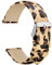 WOCCI 22mm Blumen Uhrenarmband für Damen, Echtes Leder, Schnellverschluss, Silberne Schnalle (Leopard)