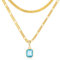 Mesovor Goldene Geschichtet Ketten Halsketten mit Anhänger Kristall, 18 Karat Vergoldete Figaro und Schlangenkette Halsband Halskette für Frauen Mädchen Schmuck Geschenke (Blau)
