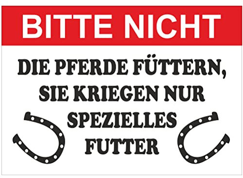 INDIGOS UG - Panneaux en aluminium Dibond 3mm - Sécurité - Avertissement - Chevaux Ne pas nourrir - 400x300 mm - Hôtel, entreprise, abri, kita, médecin, pratique, appartement