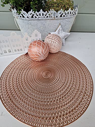 Arinosa 2 er Set Tischsets Weihnachten Vintage Platzmatten Rosé Kupfer PVC Ø38 cm